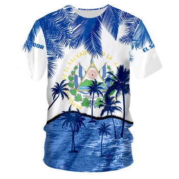El Salvador španielska Republika Vlajka Polyester Materiál T-Shirt Foto Oblečenie Modrou Vlajkou Krajiny, 3D Tlač tričko Harajuku topy