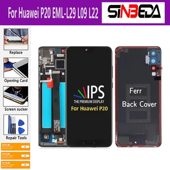 LCD Displej Pre Huawei P20 EML-L29 L09 L22 Displej S Fingerprint 10 Dotykový Displej Digitalizátorom. s kryt Batérie Pre Huawei P 20