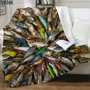 NKNK Ryby Deka Rybár Tenká Prikrývka Zvierat Prikrývky Na Postele Tropické posteľná bielizeň Hodiť Fishinger 3D Tlač Sherpa Deka Móda