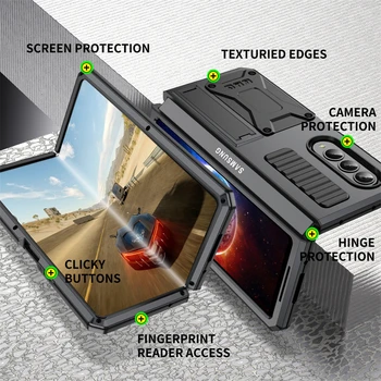 Pre Samsung Galaxy Z Násobne 4 5G Prípade Kovov Proti Poklesu Plnú Ochranu Z Fold4 Stojan Pevný Prípade Z Fold4